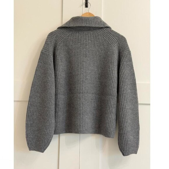 Everlane The Half-Zip Sweater in Luxe Merino Heathered Mid-Grey, Size Medium - Picture 9 of 9